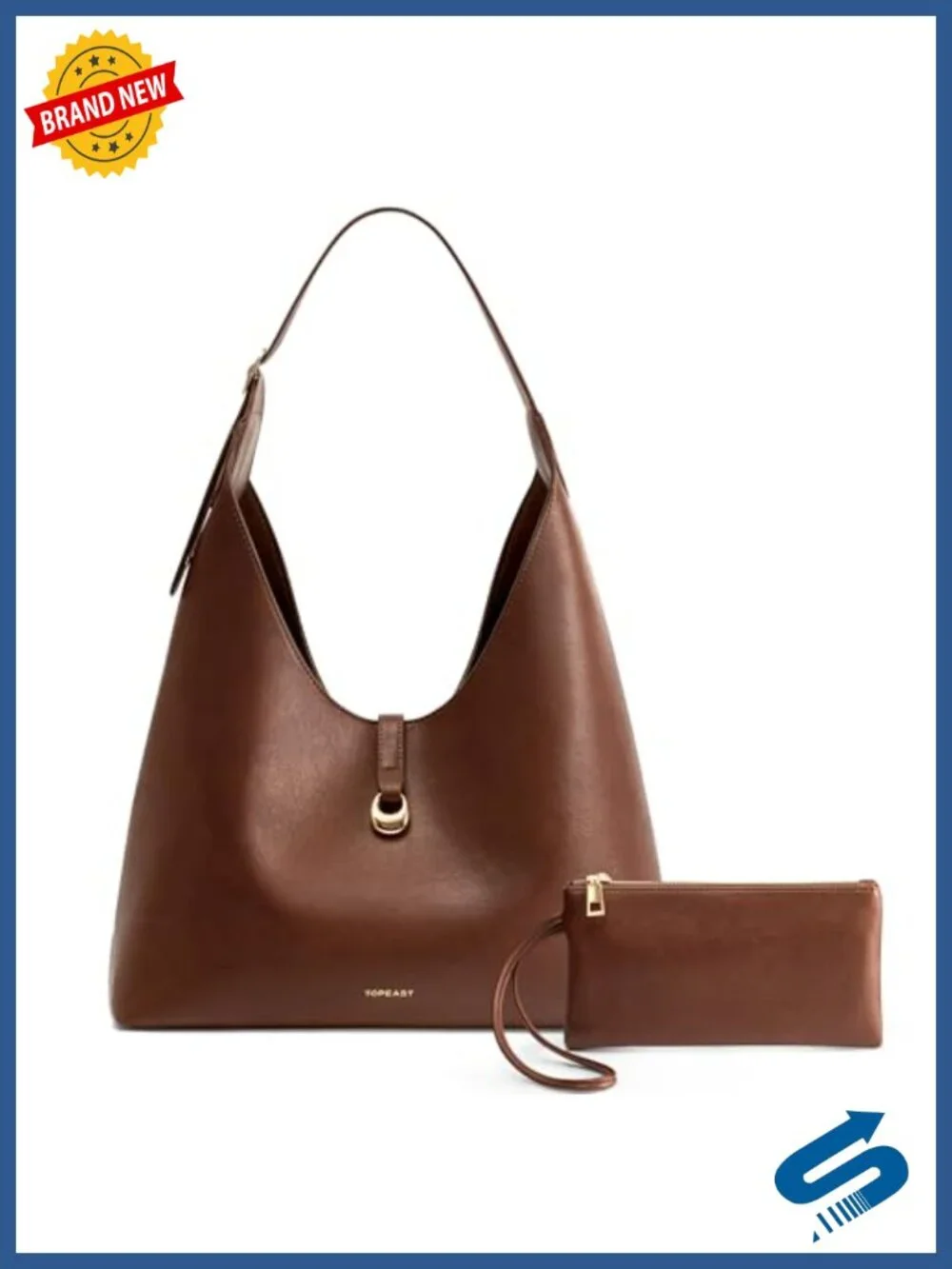 Large Slouchy Hobo Handbag with Wallet PU Leather Crescent Tote